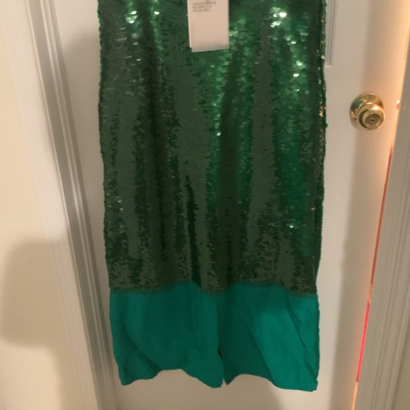 NWT-  Zara Festive green and yellow Maxi dress with beads - Picture 5 of 10